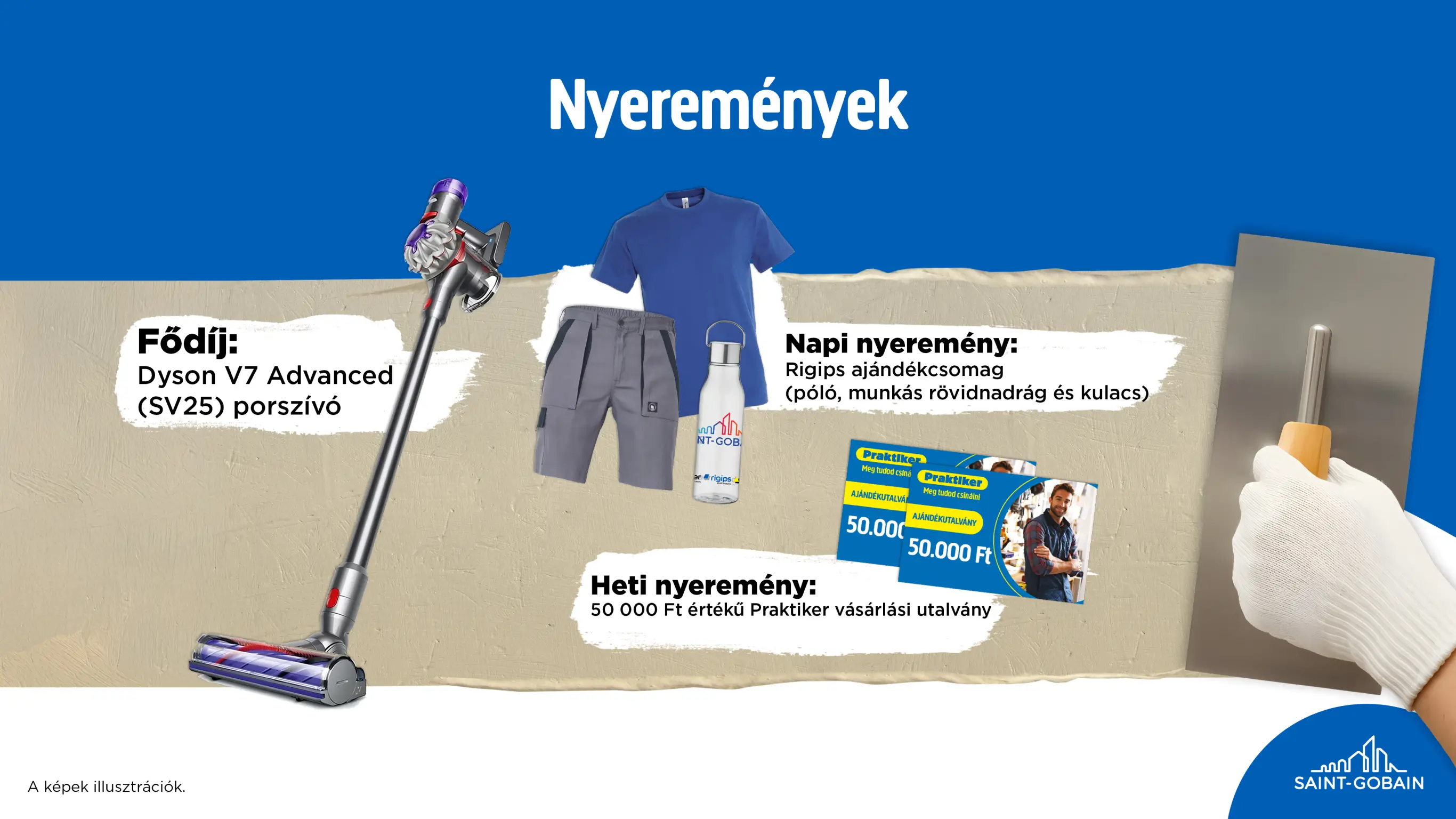 A promócióban megnyerhető nyeremények plakátképe.